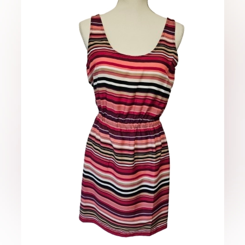 Loft Multi Color Striped Sleeveless Dress Women's Size 2